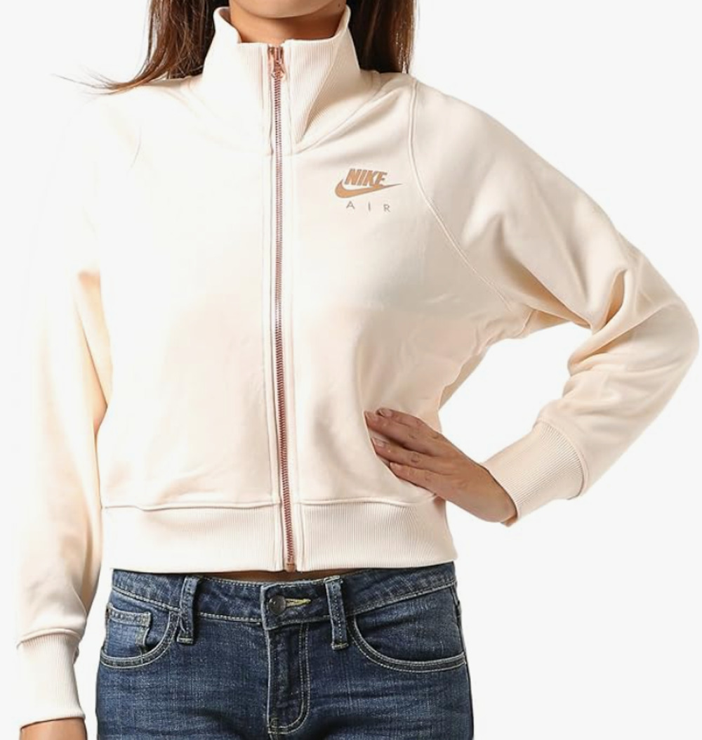 Nike Air Women's N98 Track Jacket White Rose Gold Full Zip Mock Neck S 2-8